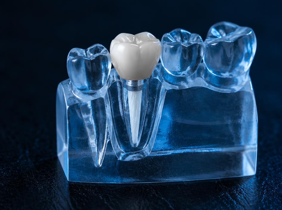 Modelo de pino de fibra de vidro com coroa dental